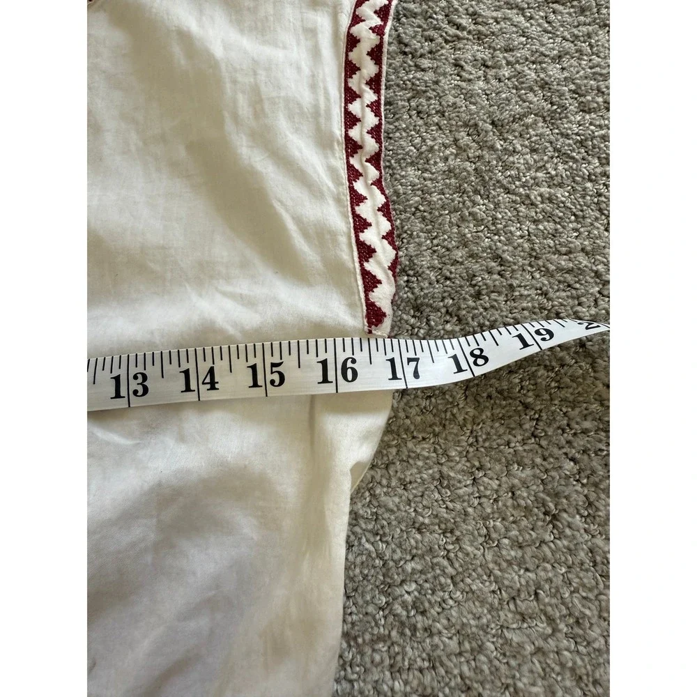 Flannel Austrailia Burgundy Cream Embroidered Cotton Jumpsuit Boho Chic Small - Picture 10 of 15